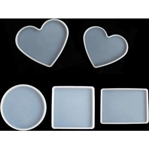 Love round square coaster table silicone mold square round heart-shaped mold DIY epoxy resin mold kitchen accessories tool