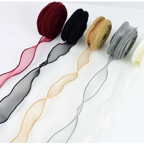 10yard 30mm Wave Silk Organza Ribbon Flowers Bouquet Packing Bow Material For Wedding Gifts Wrapping Lace Ribbon Hair Ornaments