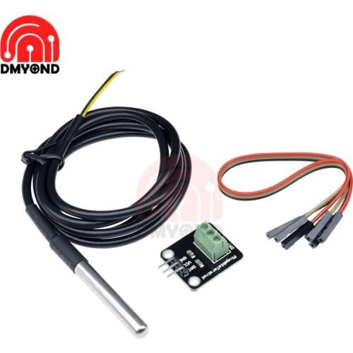 DS18B20 Temperature Sensor Module Waterproof 100cm Digital Sensor Cable Stainless Steel Thermometer Probe Terminal Adapter Board