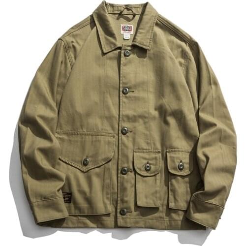 Mens Jackets Mens Multi-pocket Vintage Safari Style Jacket Coat Original Trend American Casual Tooling Jacket Male Outerwear