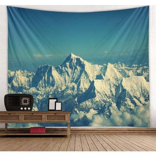 Continuous snow mountain polyester printed tapestry background decorative fabric factory direct sales can be customized size