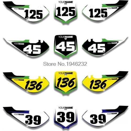 NICECNC Custom Number Plate Backgrounds Sticker Decals & Graphics For Kawasaki KLX110 KLX 110 2002-2009 KX65 2000-2013 KX 65