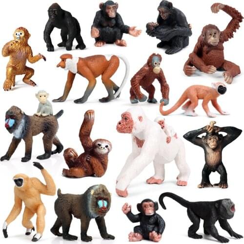 New Childrens Cognitive Educational Toys Wild Animals Orangutan Monkeys Apes Moveable Dolls Kids Collection Toy Gifts