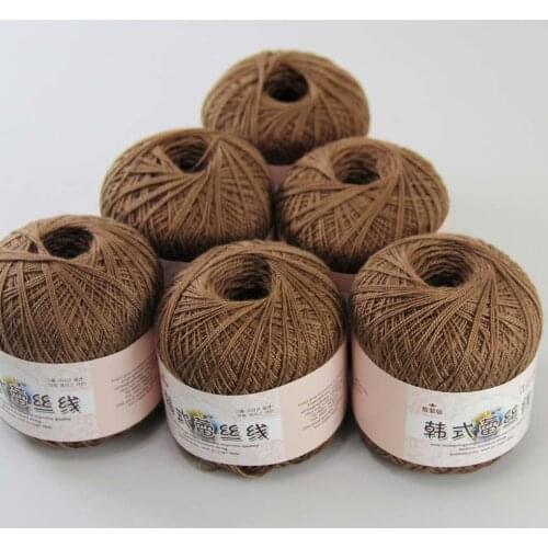 New Soft 6ballsx50g Hand Cotton Lace Wool Yarn Crochet Shawl Scarf Knitting 16125 Dark brown
