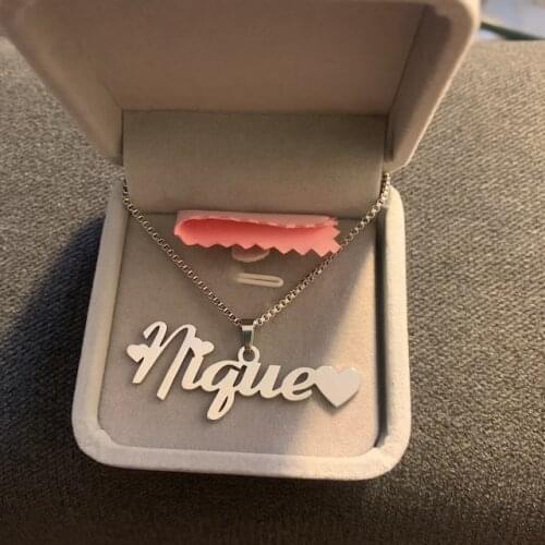 Custom Name Necklace Box Chain Necklaces Stainless Steel Necklace Name Plate Necklace Jewelry on the Necklace