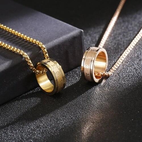 Six-character mantra can turn titanium steel pendant creative stainless steel mens pendant necklace jewelry
