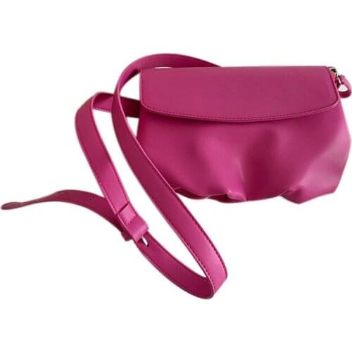 2020 New South Korean casual one shoulder crossbody small bag breast bag bright color soft PU dumpling bag