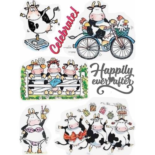 Happy Cows Transparent Silicone Rubber Stamp And Metal Die Sheet Cling Scrapbooking DIY Cute Pattern Photo Album Stamp