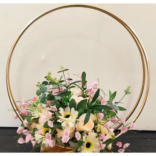 Wedding Props Wrought Iron Double Ring Flower Stand Outdoor T Stage Road Guide Decoration Scene Arrangement Shop Window Layout