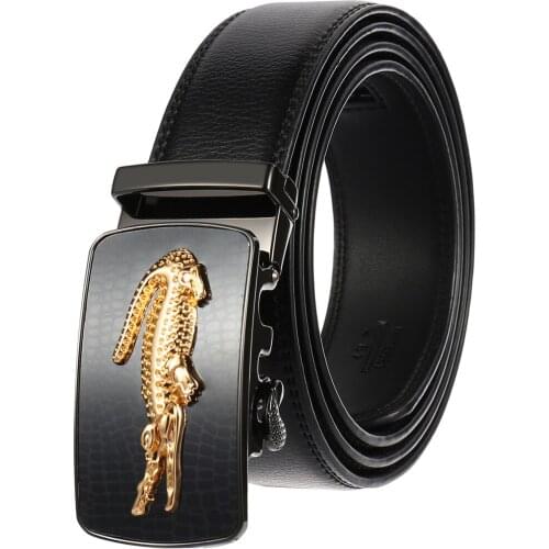 New Mens Belt Crocodile Pattern Leather Waist Strap Alloy Automatic Buckle Fashion Business Style Designer Belt Male Waist Belt
