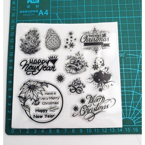 Christmas Text Transparent Clear Silicone Stamp Seal DIY Scrapbooking Photo Album Decor Rubber Stamp Painting Template Stencils
