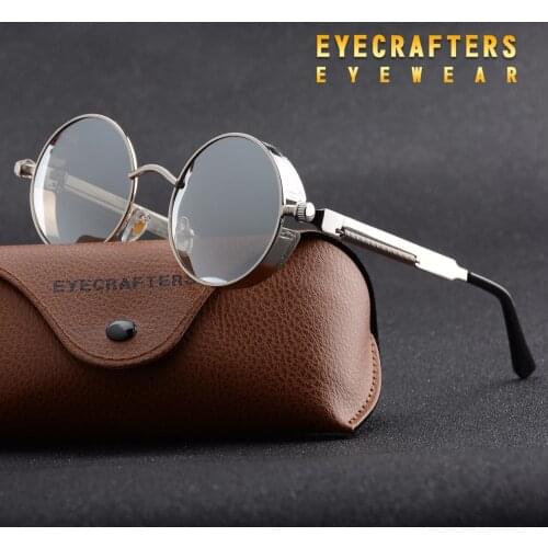 Silver Metal Polarized Sunglasses Gothic Steampunk Sunglasses Mens Womens Fashion Retro Vintage Shield Eyewear Shades 2020