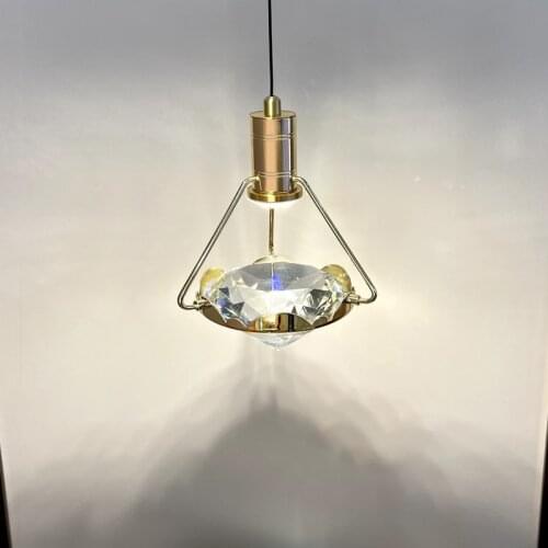 Modern K9 Crystal Diamond Pendant Light Gold Lustre Home Decor Bedside Bedroom Restaurant Bar Background Living Room Decoration