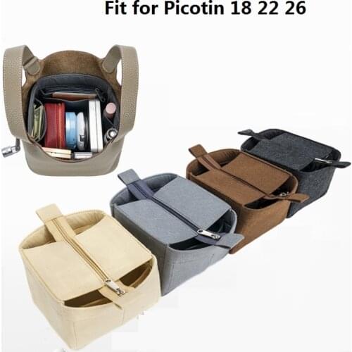 For H Picotin18 22 26 Felt Cloth Insert Bag Organizer Makeup Handbag Organizer Travel Inner Purse Portable Cosmetic Bags