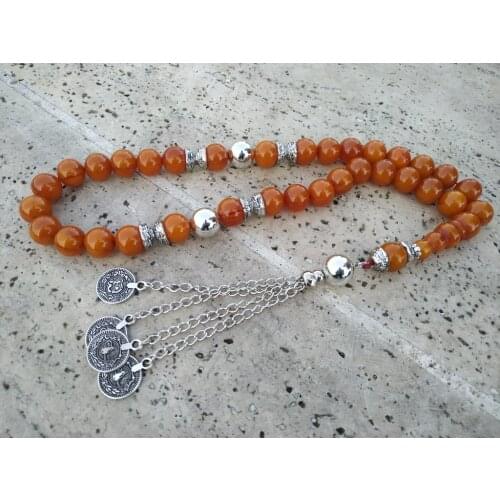 Tasbih Ottoman Faturan German Cherry Amber Sandalous Misbaha Rosary Free Shipping #37A