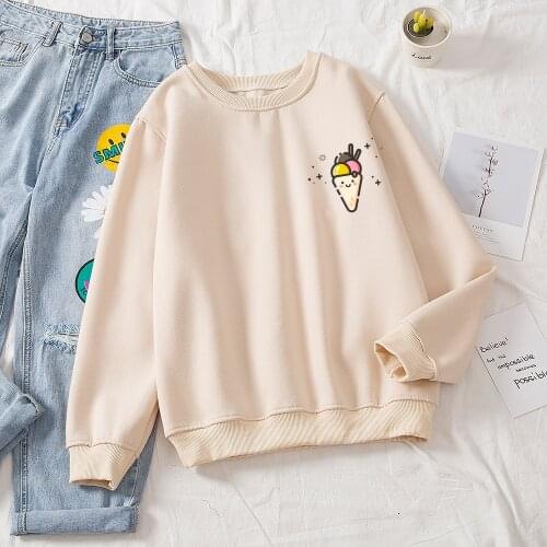 Basic Cute Hoodies Korean Women Streetwear Cotton Kawaii Female Itself Hoodies Aesthetic Sweatshirt Spring Plus Size Tops Girls