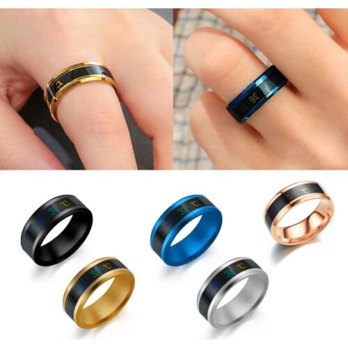 Smart Sensor Body Temperature Ring Stainless Steel Intelligent Color Change Ring Real-time Display Ring Valentines Day Gift