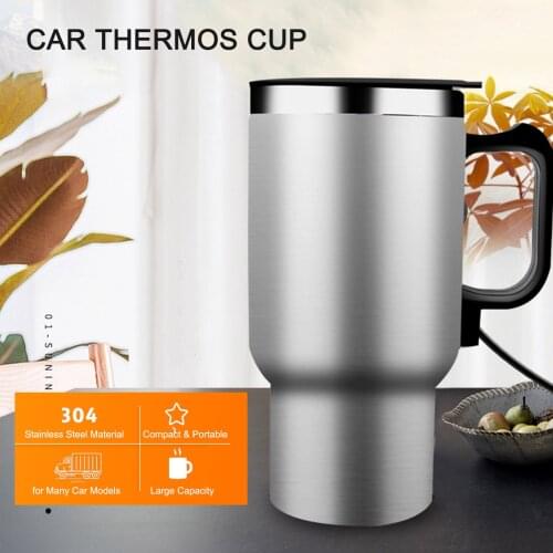Universal 12V 300ml Stainless Steel Electronic Thermal Travel Mug Water Bottle Car Insulated Thermos Cup Insulated Mug Silver
