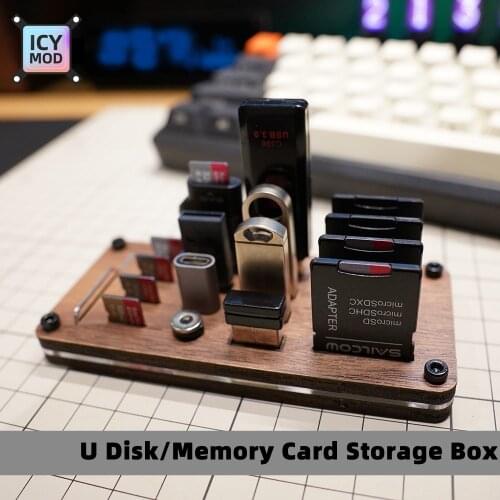Original Wooden Memory Card SD Card TF Card U Disk Storage Box Desktop Decoration