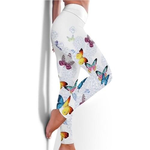 S-3XL High Waist Leggings Push Up Leggins Butterfly Print Women Fitness Running Gyms Pants Energy Leggings Sport Girl Leggins
