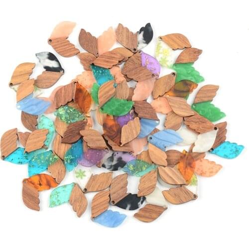 10PCS Fish Tail Earrings Accessories Natural Wood & Resin Splicing Hand Made DIY Making Charms Jewelry Findings & Component