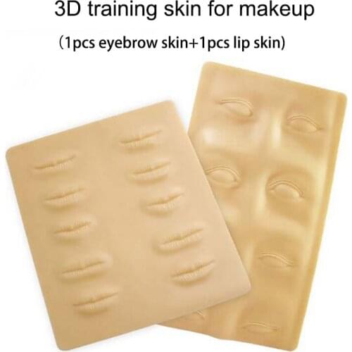 2pcs Permanent Tattoo Practice Skin 3D Training Skin for Makeup Fake Eyebrow + Fake Lips Stickers Foamposite