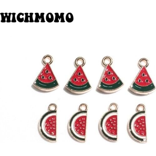 2021 New Fashion 10pcs/bag Zinc Alloy Drop Oil Fruits Watermelon Charms Pendants for DIY Earring Jewelry Accessories