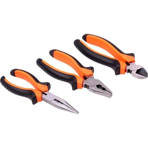3pcs 6.5" Pliers Multi-tool Crimping Tool Pliers Cutting Pliers Stripper Diagonal Pliers Long Nose Pliers Heavy Duty Pliers Set