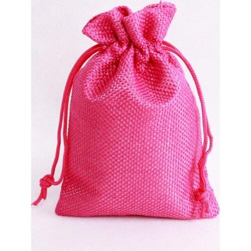 7x9cm 5pcs drawstring bag rose red jute bags small bags for women/food/jewelry packaging bags pouches gift packing bag display