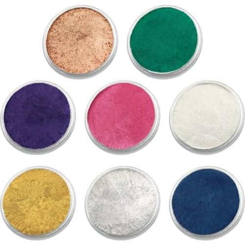 8 Colors Pearlescent Face Body Paint Pigment with Painting Brush for Kids Adults Festivals Cosplay Face Color Makeup Pigment 30g