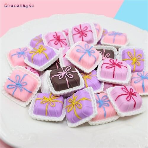 8pcs Resin Square Cake Bowknot Decoration Crafts Flatback Cabochon Scrapbook Hair Jewelry DIY Party Jewelry Accessories Bag Dec