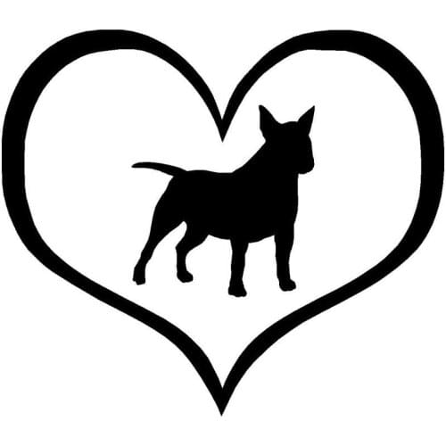 Car stickers 10.9*9.5CM Mini Bull Terrier Dog Heart Vinyl Decal Lovely Car Stickers Car Styling Truck Decoration