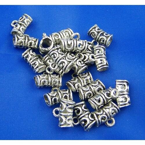 Zinc metal alloy Bails Beads Round silver color Pattern Pattern 12mm( 4/8") x 9mm( 3/8"), 9 PCs new