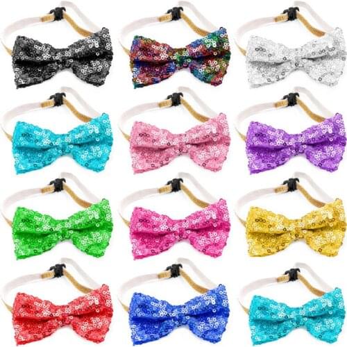 100pcs Dog Accessories Sequins Dog Bow Ties Small Dog Bowties Collar Birthday Party Neckties Pet Products