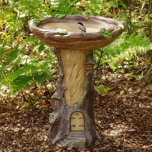 Fairy Bird Bath Polyresin Bird Feeder Desktop Ornament For Indoor Outdoor Decoration Easy To Assemble And Fix Durable Material