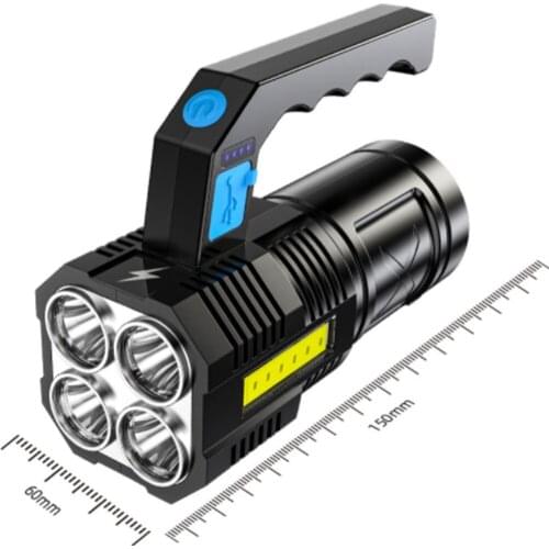 Powerful 4Core XHP50 LED Emergency Flashlight Searchlight Portable 18650 Hunting Floodlight 4Mode Fishing Torch Warning Strobe