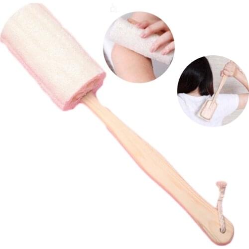 Natural Exfoliating Loofah Back Sponge Scrubber Brush With Long Wooden Handle Stick Holder Body Shower Bath Spa