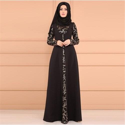 Solid Black Islamic Muslim Abaya Dubai Women Muslim Sets Fashion Maxi Dress Hijab Dress India American Clothing Turkey Caftan