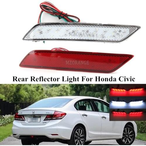 2Pcs LED Rear Bumper Reflector Light For Honda Civic 2014 2015 2016 For Honda CRIDER Car Driving Rear Brake Bumper Tail Light