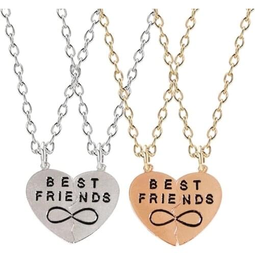 Fashion Best Friends Honey Love Couple Pendant Necklace 2 Pcs/ Set Rainbow Broken Heart BFF Good Friends Friendship Jewelry Gift