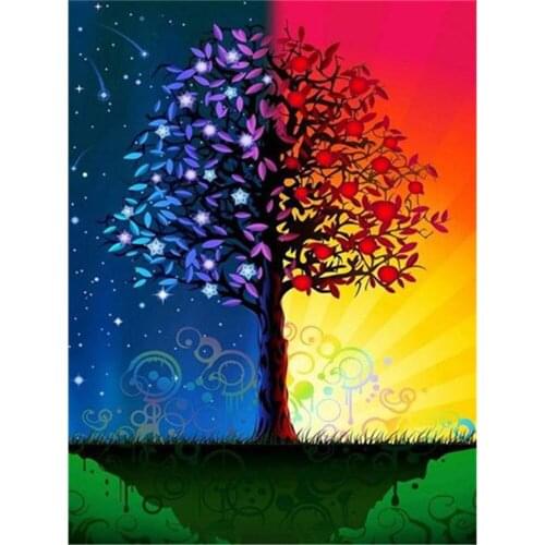 Landscape Tree DIY 11CT Embroidery Cross Stitch Kits Craft Needlework Set Printed Canvas Cotton Thread Home Wholesale