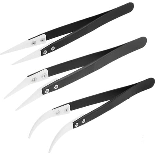 Precision Ceramic Tweezers High Temperature Resistant Tweezers Insulated Pointed Straight Curved Tip For Pinching Coils