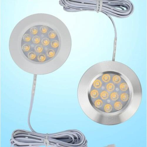 Under Cabinet Light LED 12V 3W Aluminum Cupboard Kitchen Closet Puck Wardrobe Furniture Lamp Counter Showcase Bookshelf Lighting