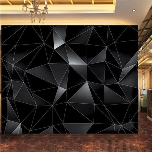 Custom Modern Abstract 3D Black Geometric Polygon Photo Wall Paper 3D Bar Office Game Room Industrial Decor Mural Wallpaper 3D