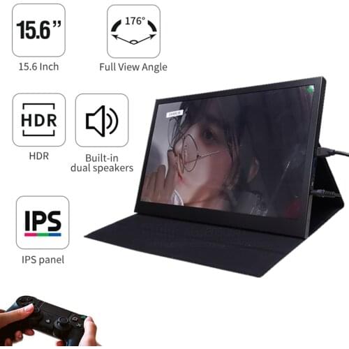 15.6" inch Portable Monitor FHD 1080P IPS Screen Gaming Monitor with for Switch Raspberry Pi PS4 Xbox