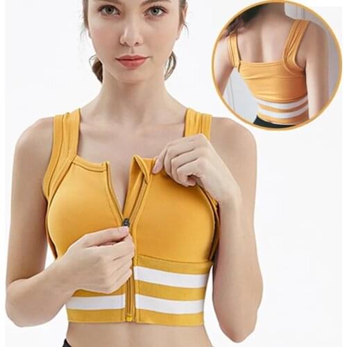 Front Zipper Running Fitness Sports Underwear Women Anti-sagging Shockproof Yoga Clothes Gathered Beauty Back Bra