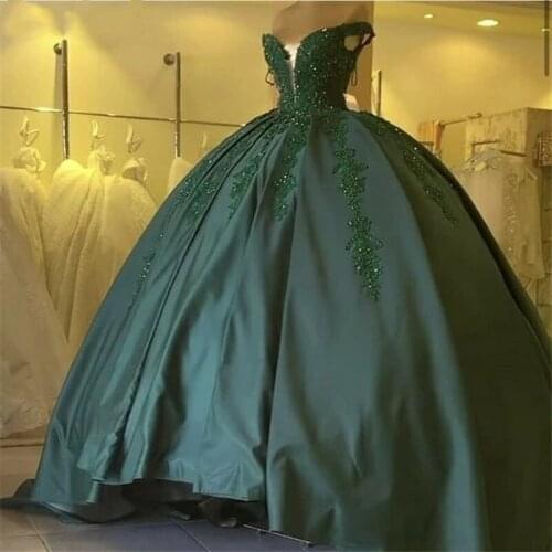 Vestidos De Noiva 2021 Elegant ball gown suknia slubna Wedding Dress satin Appliques Beaded Princess Lace Wedding Gown trouwjurk