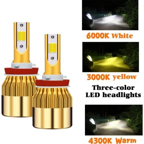 Tricolor C6 LED Headlight H4 Car Motorcycle Headlamp H11 H8 H3 Fog Lamp Bulb 9005 9006 Fog Lights Bb3 Hb4 9012 H1 H7 880 881 H27