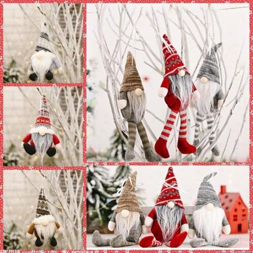 Christmas Tree Decorations 2021 Santa Claus Present Gnome for Home Indoor Decor Ornaments Merry Xmas Elf The New Year Eve Gifts