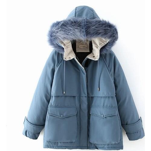 Plus Size 3XL Parka Women Coat Long 2020 Winter Coat Women Jackets And Coats Outerwear Faux Fur Collar Coats Female